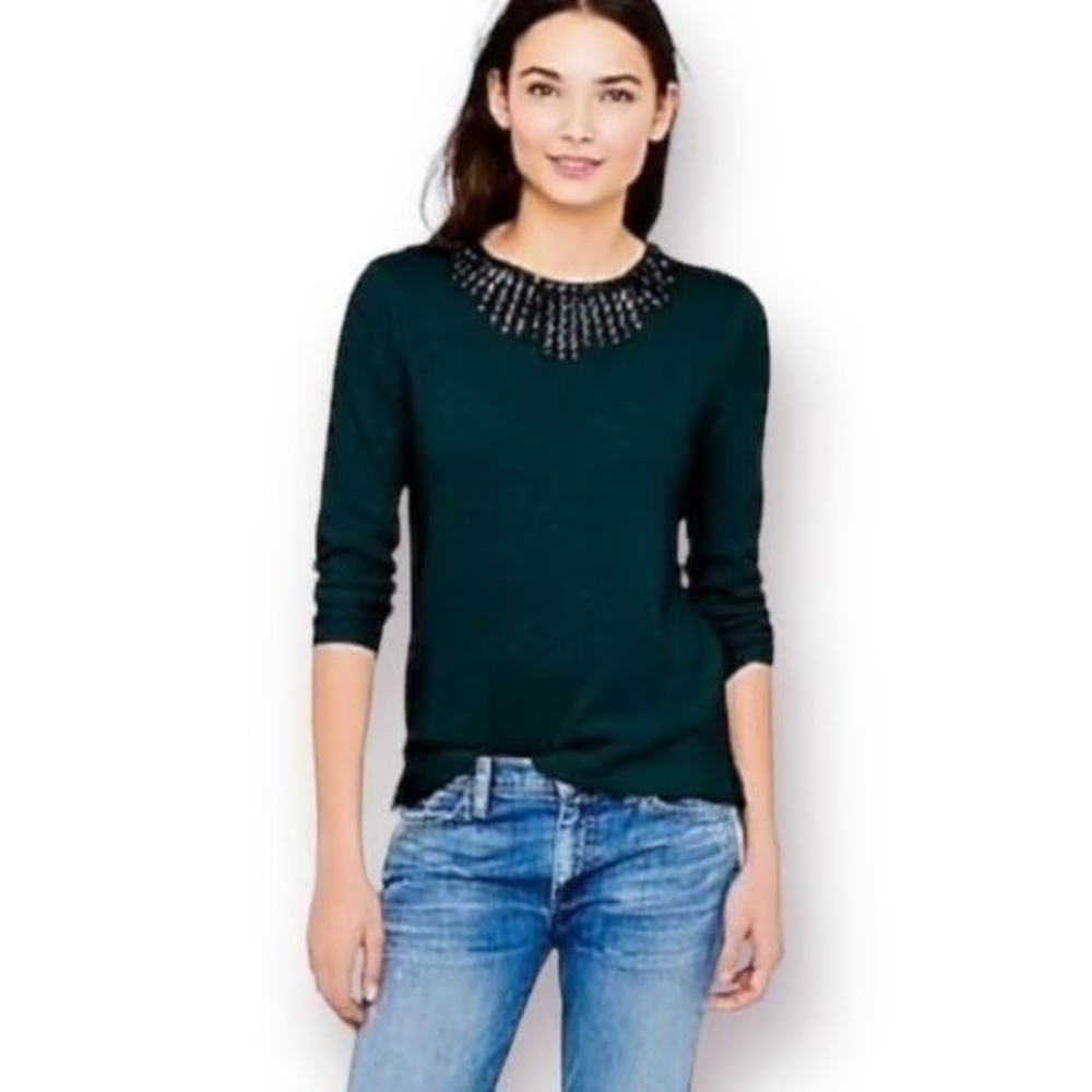 NWOT J.Crew Sweater with Beaded Neckline
